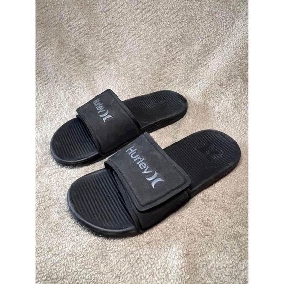 Hurley Men’s Slide Sandals Size 7 Black - Picture 1 of 9
